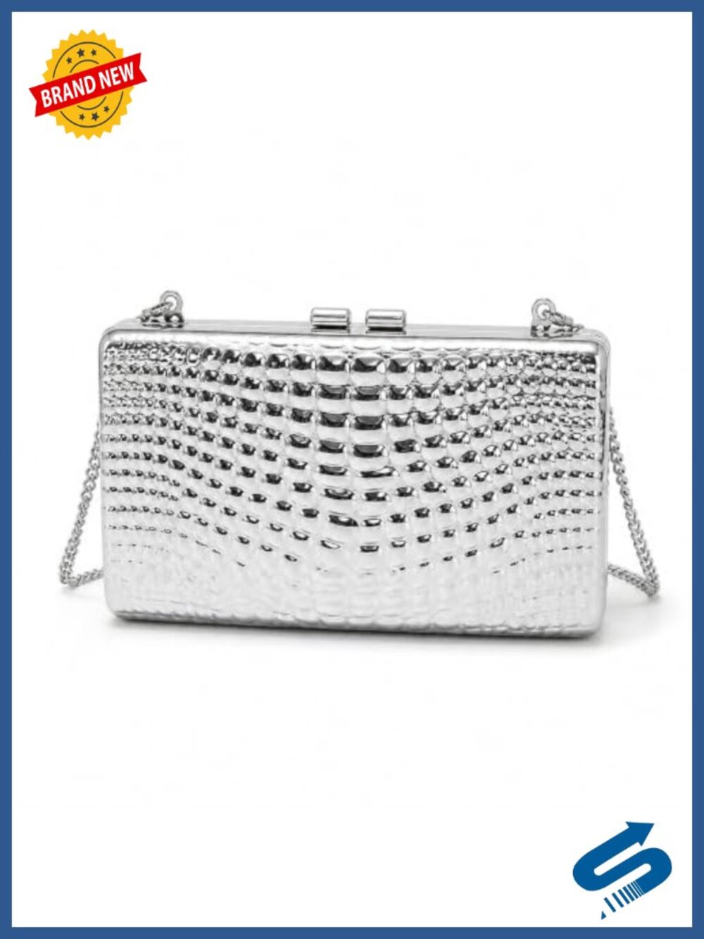 Metallic Evening Clutch Chain Shoulder Bag Formal Event Purse